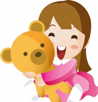 抱玩具熊女孩子图片