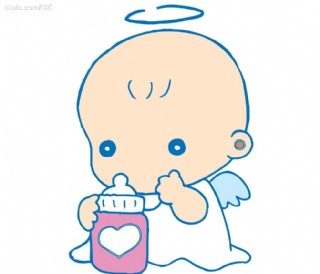 抱奶瓶小天使图片